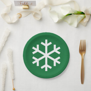 Assiettes En Carton Plaque de papier vert Snowflake