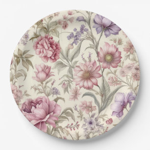 Assiettes En Carton Plaque de papier vintage rose violet