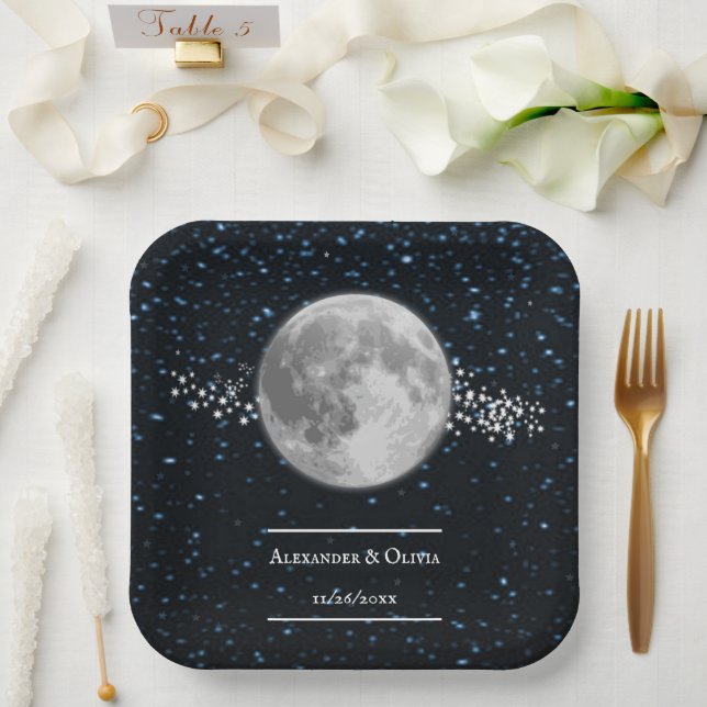 Assiettes En Carton Plaque de papier Wedding shower lunaire (Mariage)