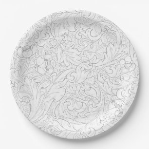 ASSIETTES EN CARTON PLAQUE DE PAPIER : WILLIAM MORRIS : MODÈLE FLORAL