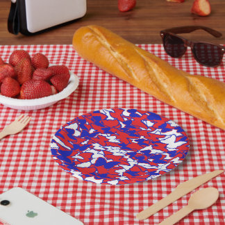 Assiettes En Carton Plaque de papillon rouge, blanc et bleu pour pique