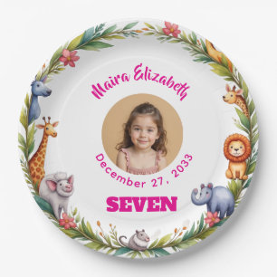 Assiettes En Carton Plaque de photo Safari Fille Mignonne Anniversaire