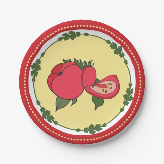Assiettes En Carton Plaque de pique-nique de tomate (Devant)