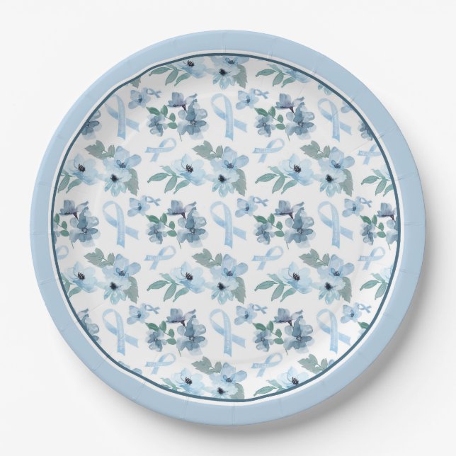 Assiettes En Carton Plaque de sensibilisation du MME/CFS bleu dimanche (Devant)