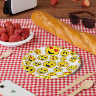 Assiettes En Carton Plaque de soirée motif Emoji mixte