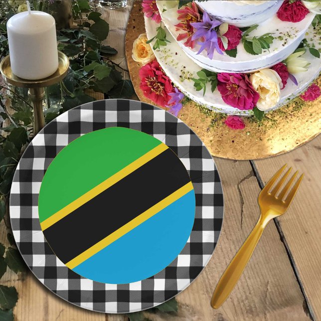 Assiettes En Carton Plaque de Tanzanie, plaid de buffle & drapeau tanz (Créateur téléchargé)