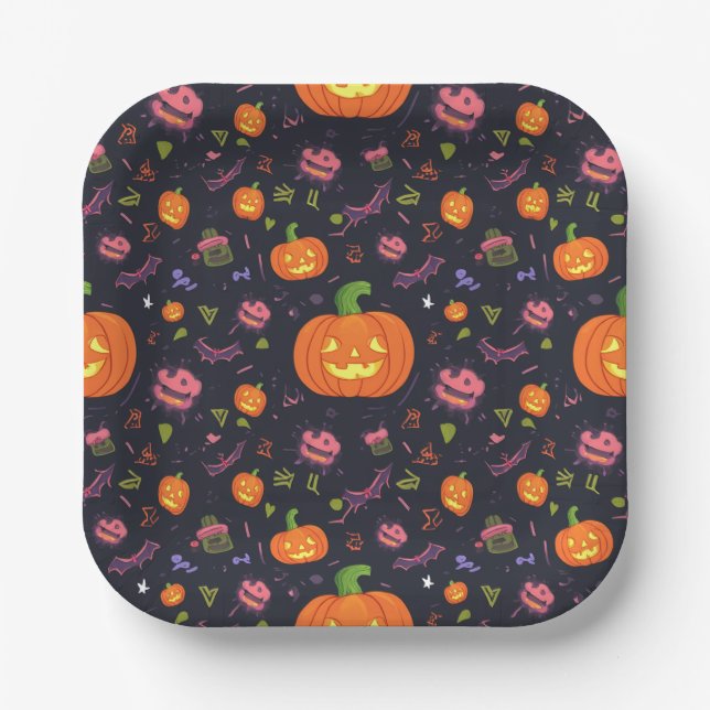 Assiettes En Carton plaque d'halloween (Recto)