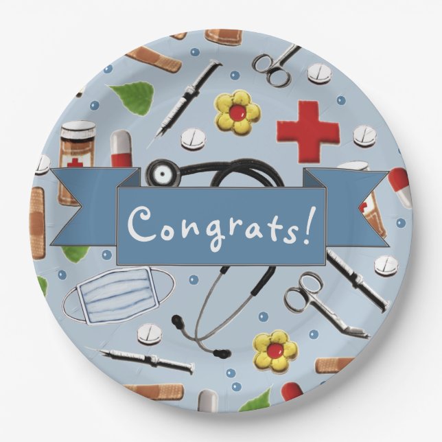 Assiettes En Carton plaque d'immatriculation de l'école de médecine (Devant)