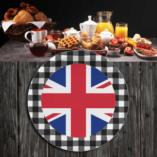 Assiettes En Carton Plaque du Royaume-Uni, plaid du buffle et drapeau 