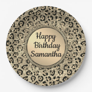 Assiettes En Carton Plaque Empreinte de léopard Gold Glam Parties scin