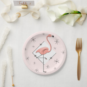Assiettes En Carton Plaque en diamant rose Flamant rose