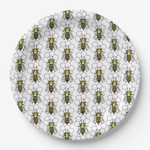 Assiettes En Carton Plaque en papier - Abeilles jaunes et noires
