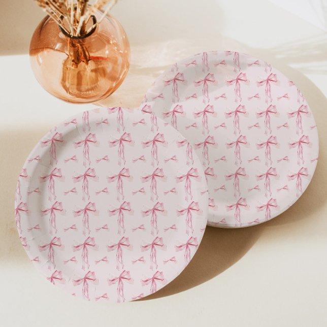Assiettes En Carton Plaque en papier Baby shower de Bow rousse moderne (Créateur téléchargé)