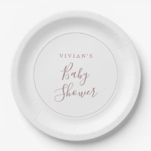 Assiettes En Carton Plaque en papier Baby shower en or minimaliste Ros