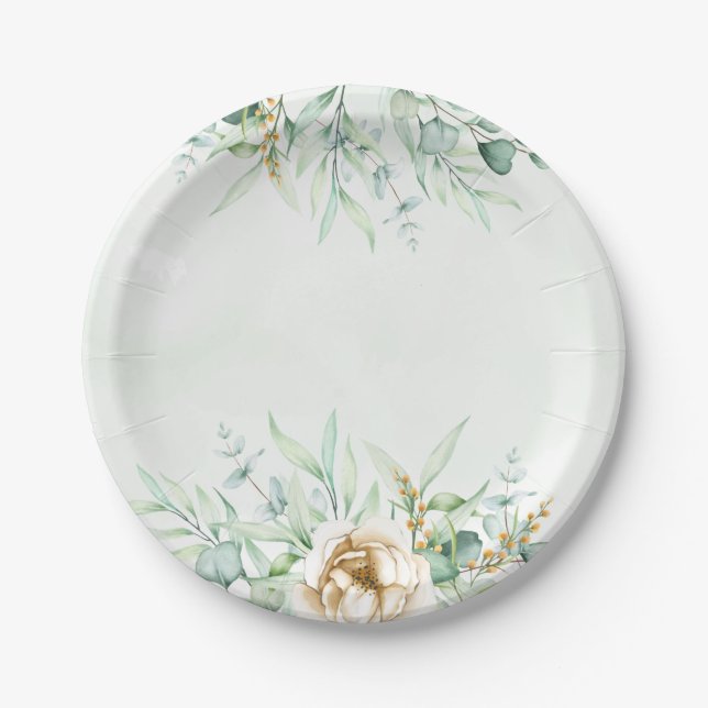 Assiettes En Carton Plaque en papier Baby shower pour garçon vert (Devant)