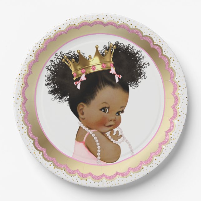 Assiettes En Carton Plaque en papier Baby shower Princess Ethnic (Devant)