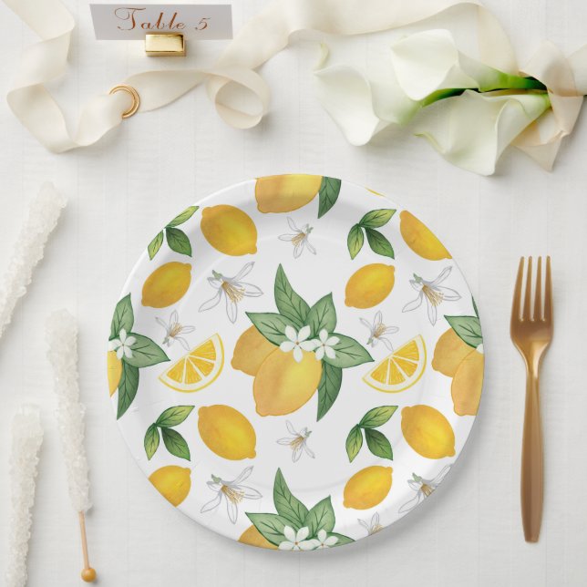 Assiettes En Carton Plaque en papier citron Amalfi (Mariage)