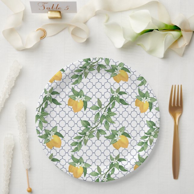 Assiettes En Carton Plaque en papier citron Amalfi (Mariage)