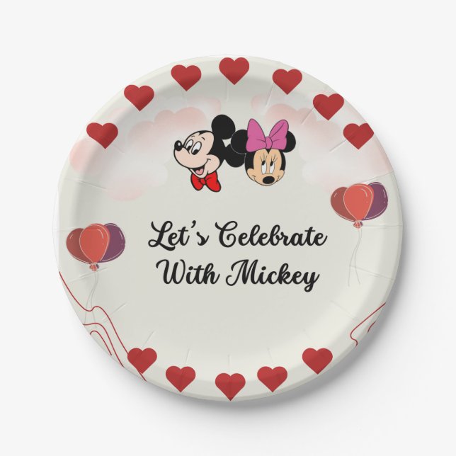 Assiettes En Carton Plaque en papier de Cute Mickey (Devant)