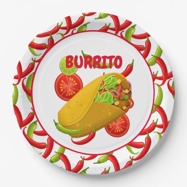 Assiettes En Carton Plaque en papier de la Fiesta Food Burrito Party (Devant)
