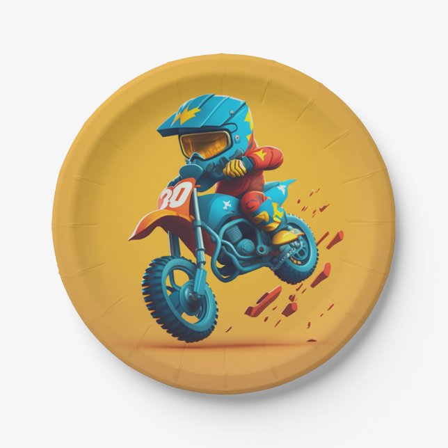 Assiettes En Carton Plaque en papier de la partie Motocross (Devant)