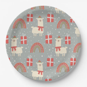 Assiettes En Carton Plaque en papier de lamas de Noël amusante