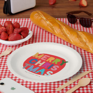 Assiettes En Carton Plaque en papier de Noël Joyeux personnalisé