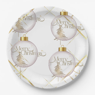 Assiettes En Carton Plaque en papier de Noël Or de luxe