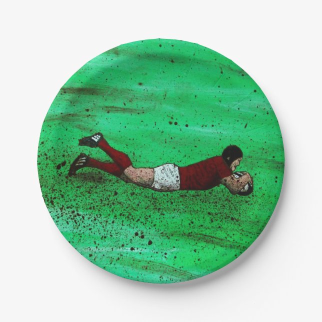 Assiettes En Carton Plaque en papier de Rugby Art (Devant)