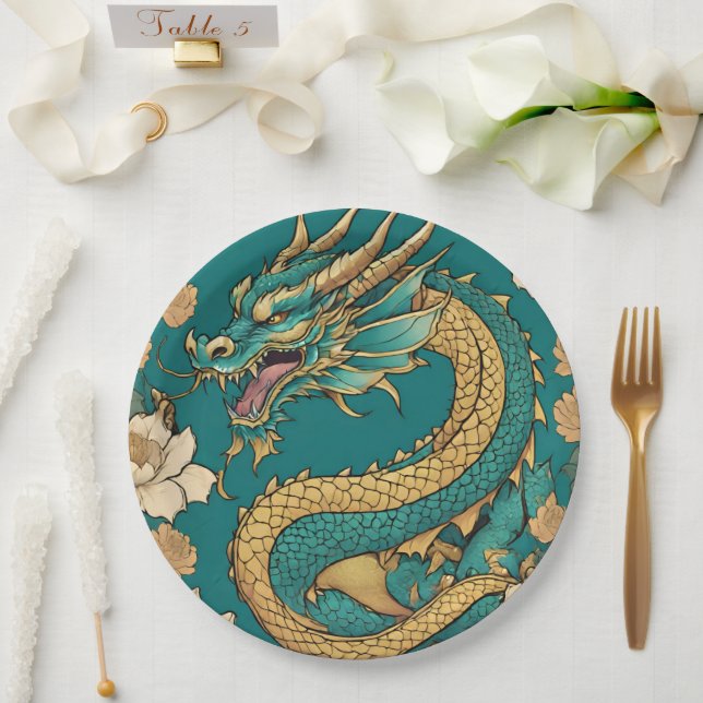 Assiettes En Carton Plaque en papier dragon (Mariage)