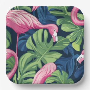 Assiettes En Carton Plaque en papier Flamant rose Delft