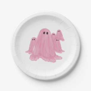 Assiettes En Carton Plaque en papier Halloween Ghost rose