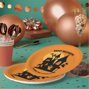 Assiettes En Carton Plaque en papier Haunted House Halloween