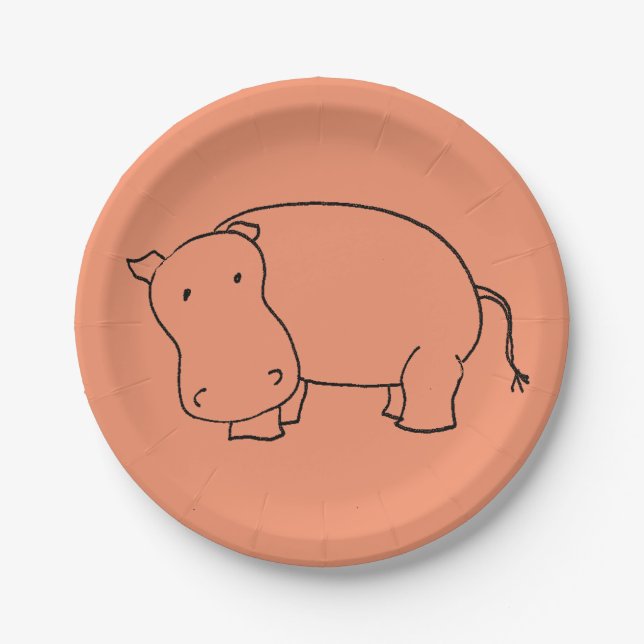Assiettes En Carton plaque en papier hippo (Devant)