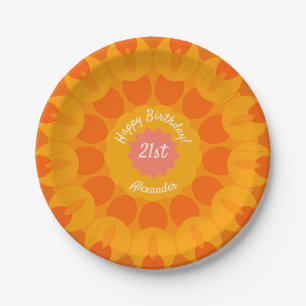 Assiettes En Carton Plaque en papier Kaleidoscope Orange Delight