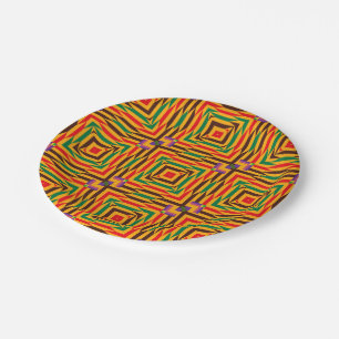 Assiettes En Carton Plaque en papier Kente colorée