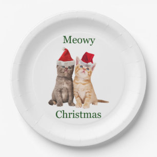 Assiettes En Carton Plaque en papier Meowy Christmas Kitten