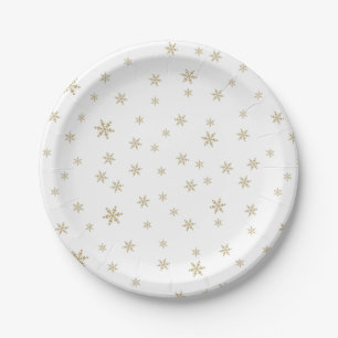 Assiettes En Carton Plaque en papier Motif Gold Snowflakes