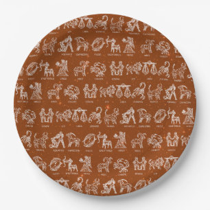 Assiettes En Carton Plaque en papier panneau Zodiac (orange)