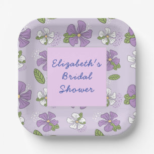 Assiettes En Carton Plaque en papier personnalisée violet et fleurs bl