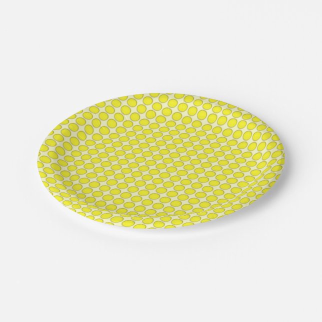 Assiettes En Carton Plaque en papier - Points jaunes (Angle)
