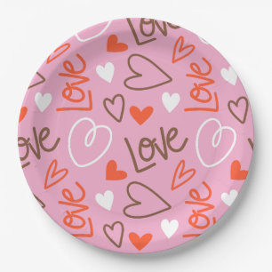 Assiettes En Carton Plaque en papier pour coeur d'amour gravé