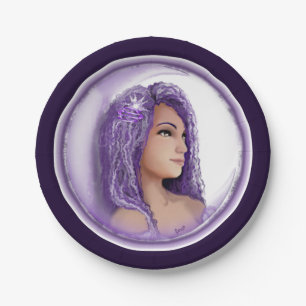 Assiettes En Carton Plaque en papier pour enfant de lune violette