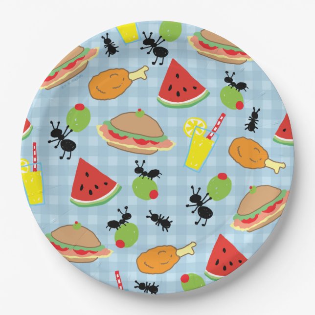 Assiettes En Carton Plaque en papier pour Motif de pique-nique amusant (Devant)