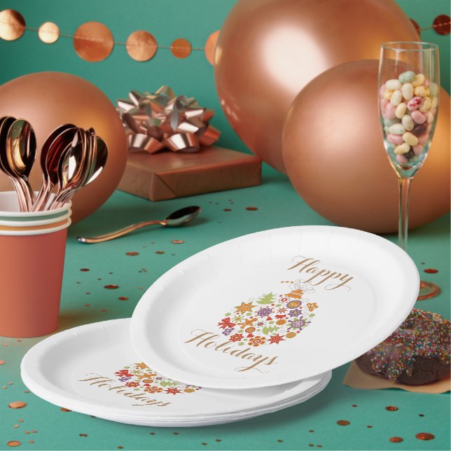 Assiettes En Carton Plaque en papier rétro pour ornement de Noël (Multi)