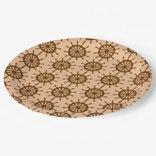 Assiettes En Carton Plaque en papier - Roues de navire Brown