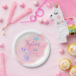 Assiettes En Carton Plaque en papier sirène d'anniversaire