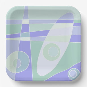 Assiettes En Carton Plaque en papier Surf Abstrait Pastel Purple Green