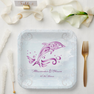 Assiettes En Carton Plaque en papier Wedding shower pour dauphins mage