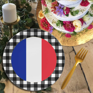 Assiettes En Carton Plaque France, plaid de buffle & drapeau français